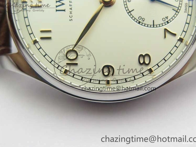 MIROTIME 0201 Original Portuguese IW358304 ZF 1:1 Best Edition SS White Dial RG Markers on Leather Strap A 7077